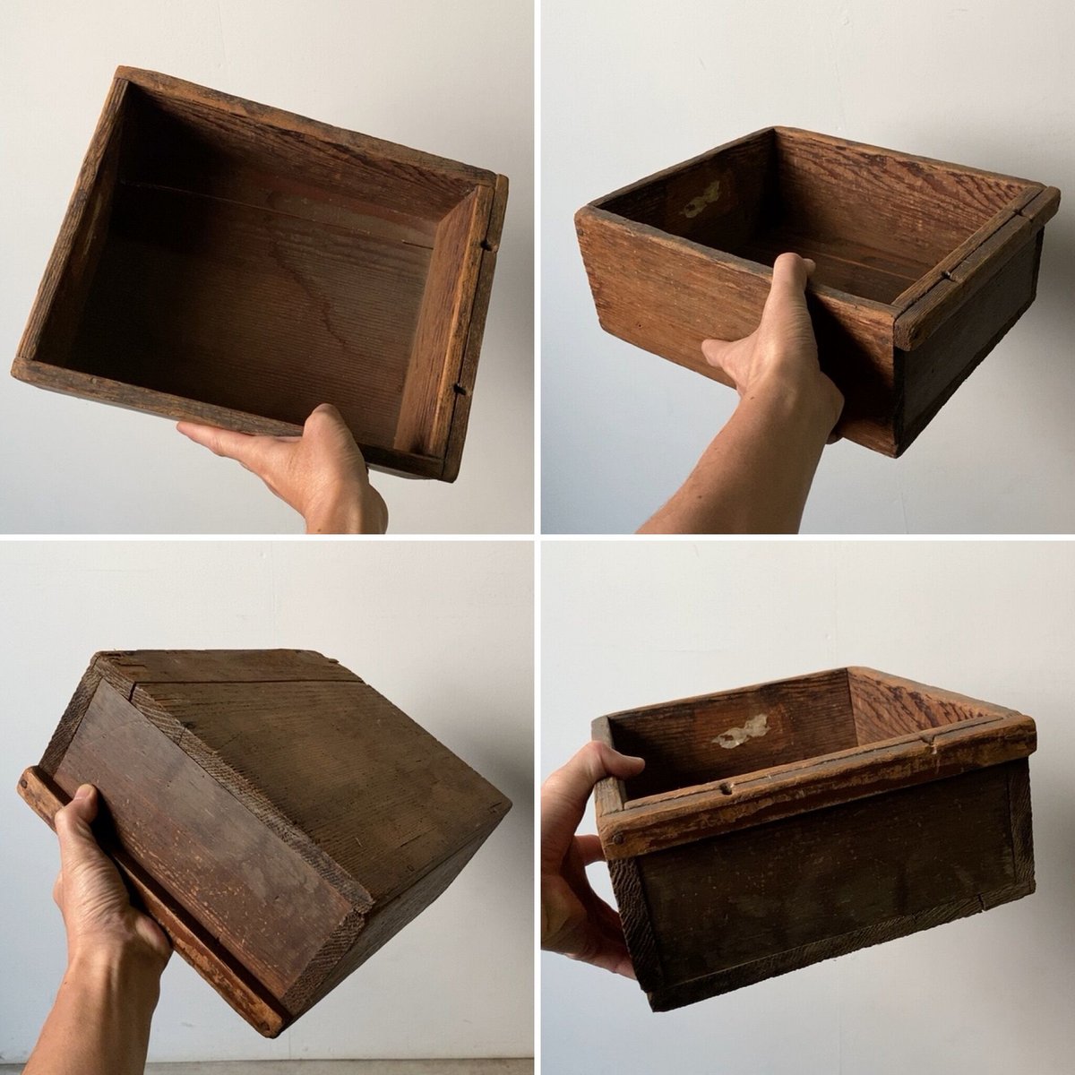 古い木箱 4個セット 小さめ 幅約24cm/奥行32cm 老舗園芸店の