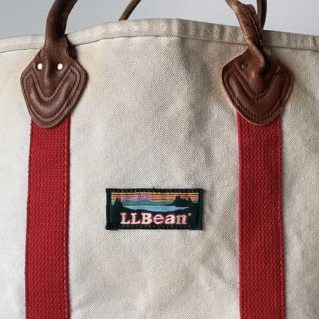 LLBean (オールド エルエルビーン) 70s後期 ラージトート レザーハンドル/キャンバス  レッド/キナリ  ヴィンテージ トートバッグ 鞄  made in usa