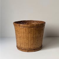 古い竹編みの屑籠(ダストボックス) 技あり丁寧な編み技術  日本の工芸品 民藝 天然素材 美品