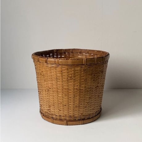 古い竹編みの屑籠(ダストボックス) 技あり丁寧な編み技術  日本の工芸品 民藝 天然素材 美品