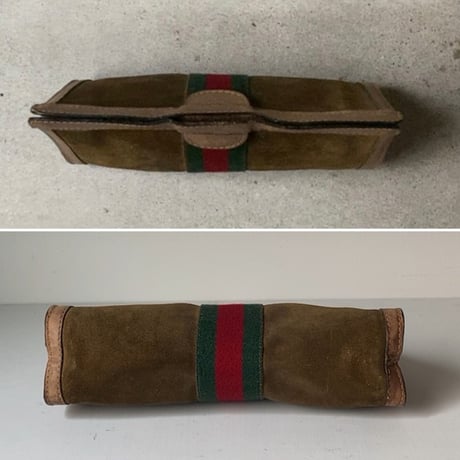 GUCCI  オールドグッチ  ポーチ  シェリーライン  スエード/ピグスキン  インナーはGGのコーティングファブリック  ベロクロ開閉 インバッグ セカンドバッグ