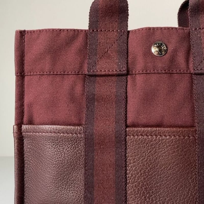 HERMES エルメス フールトゥ PM レザー/キャンバス ボルドー 赤茶 中古  