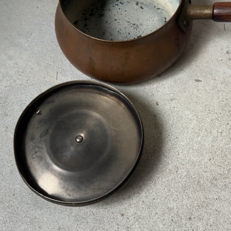 Old COPPER100 HOMEWARE 新光金属 コッパー100 ホームウェア 純銅片手鍋 木製ハンドル 木製摘み 銅鍋 ヴィンテージキッチンツール