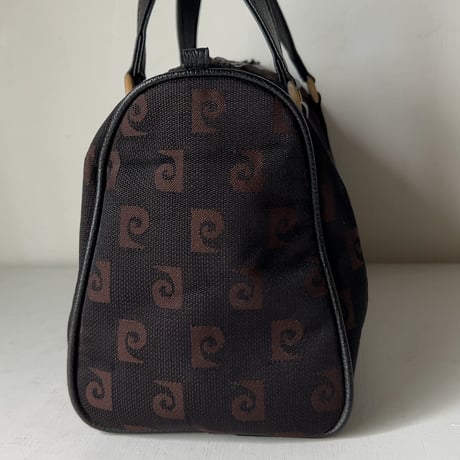 PIERRE CARDIN ピエールカルダン  90sミニボストンバッグ モノグラム ブラック/ダークブラウン ゴールド金具 ヴィンテージ 中古良品