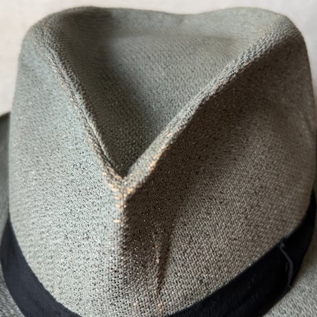 Colombia panamahat ヴィンテージ パナマハット ユニセックス 頭周約55.5cm 水色 ブルーグレー 編み帽子 中折れ帽 麦わら帽子