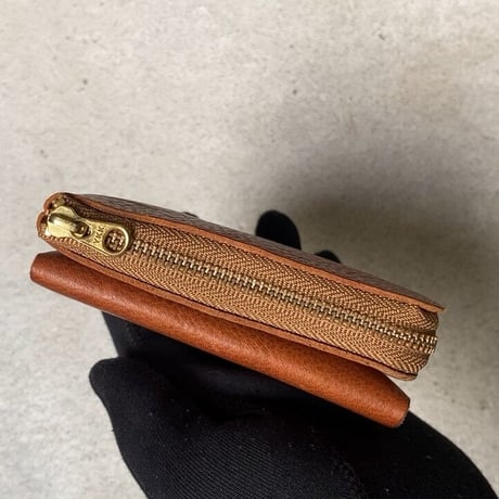 CINQ DESIGN サンクデザイン　小さめの財布 キャメル ブラウン 小銭入れ レザー 革財布 革 牛革 イタリアンレザー コンパクトウォレット 中古美品