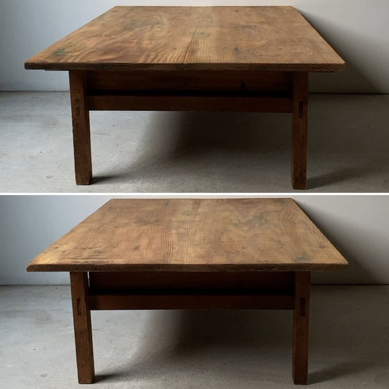 古い白木天板の文机 陶器摘みの1杯引出し 昭和初期 スベスベ木肌