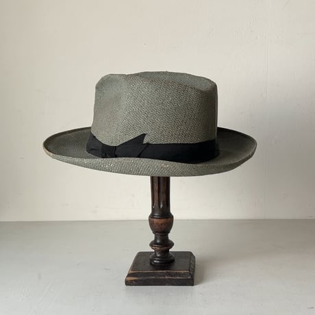 Colombia panamahat ヴィンテージ パナマハット ユニセックス 頭周約55.5cm 水色 ブルーグレー 編み帽子 中折れ帽 麦わら帽子