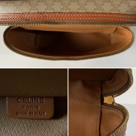 CELINE オールドセリーヌ ヴァニティバッグ 幅約21cm マカダム ベージュ/ブラウン レアカラー バニティ 化粧ポーチ