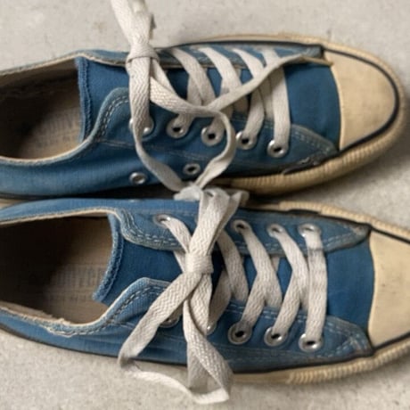 CONVERSE ALL STAR  コンバースオールスター 80’S USA製  銀箱  US3 1/2 (22.5cm)  希少(当て布/サイドステッチ/囲みロゴ) ライトブルー