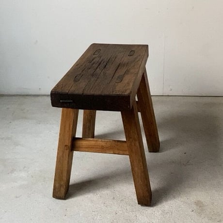 80〜90s 大阪民藝館販売品 木工腰掛け 作業椅子 踏台 ステップ  ヴィンテージクラフトチェア 木の椅子 木の台