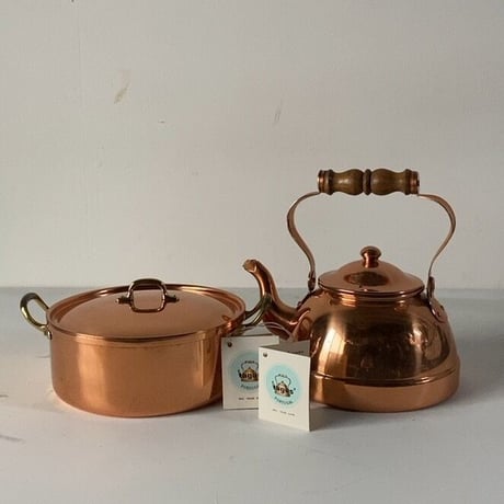 TAGUS ターガス社製ケトル&両手鍋 箱付きギフトBOX  デッドストック未使用品 ヴィンテージ銅ケトル ポルトガル製  made in portugal