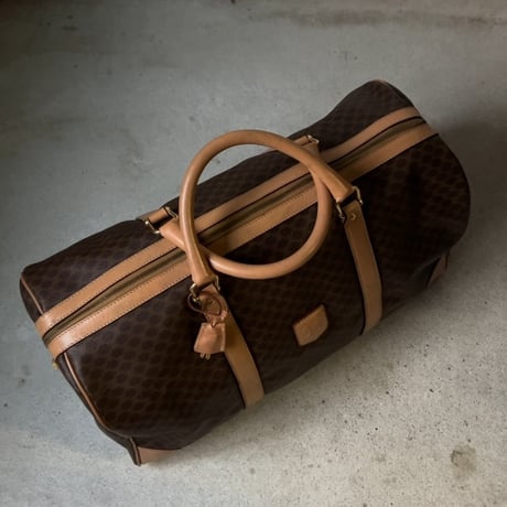 CELINE オールドセリーヌ トリオンフ(マカダム) 総柄  ボストンバッグ ゴールド金具 カデナ+鍵付き ヴィンテージセリーヌ 中古美品