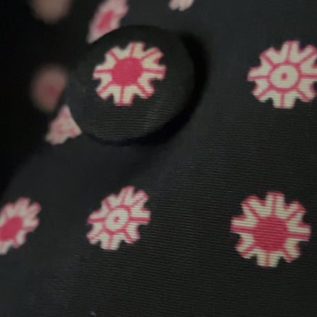Dior オールドディオール クリスチャンディオール  ノーカラーブラウス シャツ マルチドット 黒/赤/白  ヴィンテージディオール 古着 中古極美品