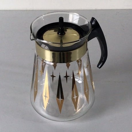 PYREX パイレックス  オールドパイレックス  アメリカンヴィンテージ ガラスポット Made in USA ゴールド レトロ星型クロス　アメリカ製 中古美品