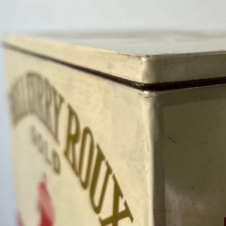 1970s Vintage  ベル食品 BELL CURRY RUEX GOLD （ベルカレールウ・ゴールド）縦型ブリキ缶 業務用カレー 蓋付ボックス 道具箱 良品