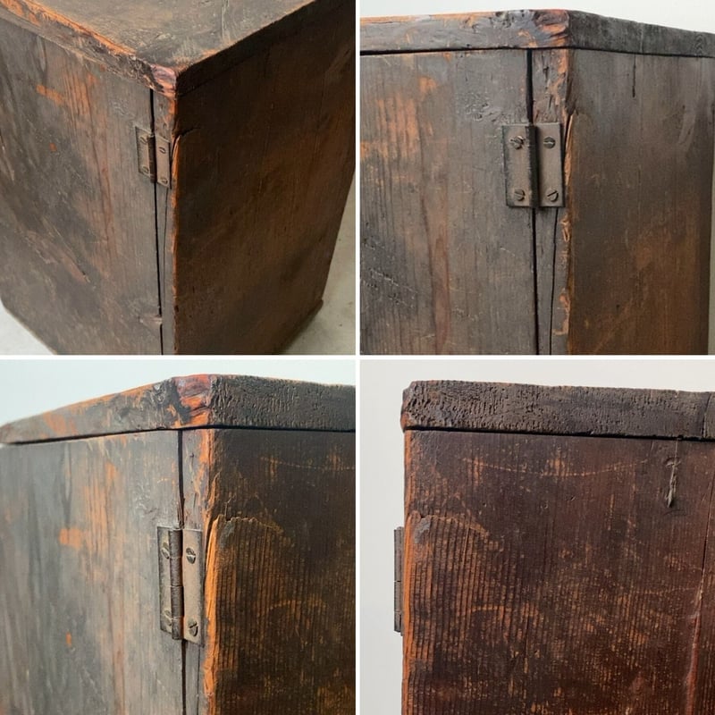 古い木製書庫. 開戸書類庫 棚庫 4段棚 アンティーク家具 黒ヤケした