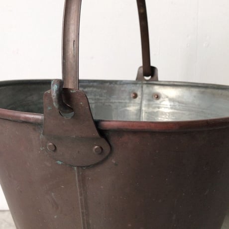 銅のバケツ   昭和初期   持ち手＝銅の平持ち手  完品  ヴィンテージバケツ