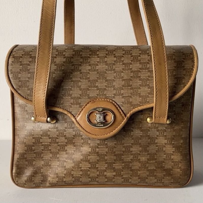 CELINE オールドセリーヌ マカダム ハンドバッグ 幅約22cm CELINE オールドセリーヌ マカダム ハンドバッグ 幅約22cm