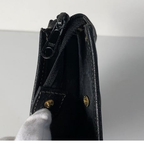 GUCCI オールドグッチ インターロッキング GG柄コーティングキャンバス ブラック/グレー  セカンドバッグ  ポーチ インバッグ ヴィンテージ 鞄 31cm
