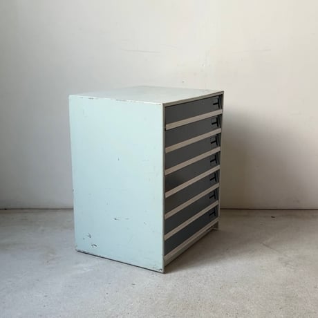 PLUS LETTER CASE  プラスレターケース  7杯小引き出し A4 スチール引出し ブルーグレー系バイカラー インダストリアル 工業製品 80sヴィンテージ  良品
