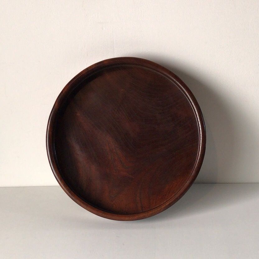 欅 くり抜き盆 木製トレー 33.6cm お盆 木工品 肉厚 素地 工芸品 民