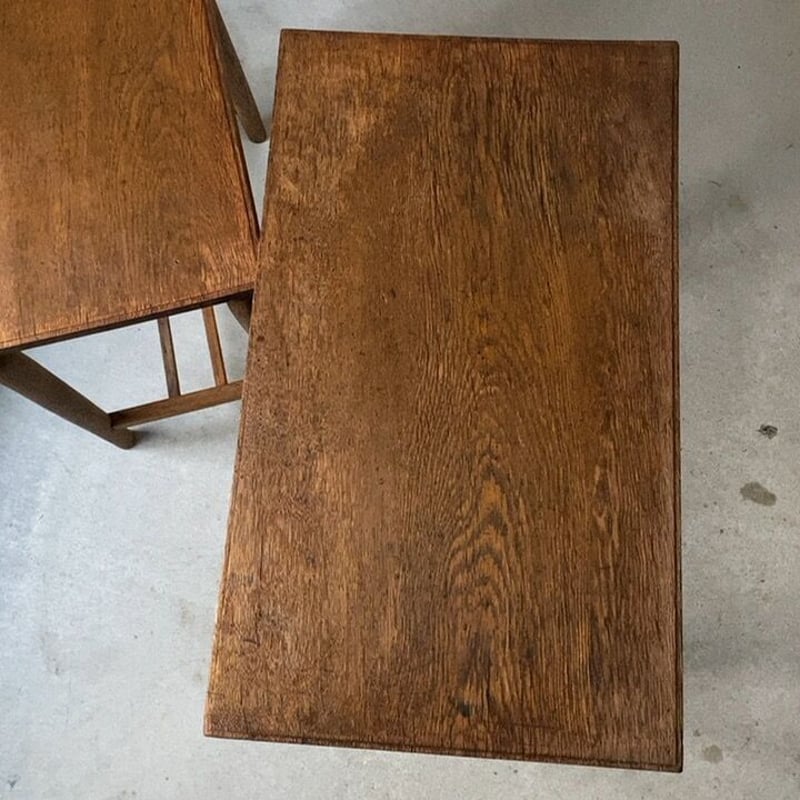 アンティーク ネストテーブル 2台入れ子机 木製無垢 ヴィンテージ 家具