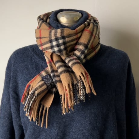 BURBERRYS バーバリーズ  cashmere100% カシミヤ マフラー ベージュノバチェック　70s～80s イギリスヴィンテージ made in Scotland 古着 中古品