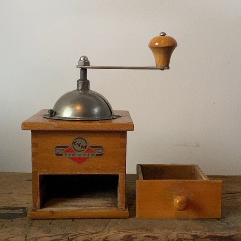 KYM コーヒーミル 手動式 西ドイツ製 ドイツ KYM社製コーヒーミル 50〜60s ヴィンテージミル 木製回転