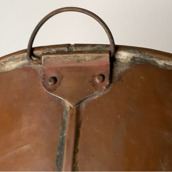 古い銅の桶 双耳 持ち手付 銅器 幅約32cm 銅工芸 手仕事 洗面器 水受け