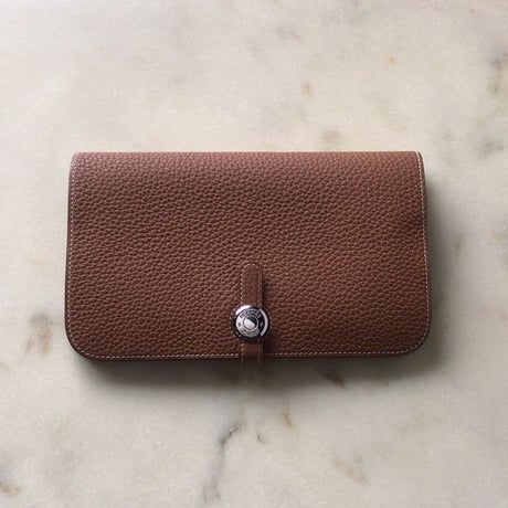 HERMES エルメス ドゴンデュオ(GM)  トゴ  ゴールド  シルバー金具  D刻印(2019年製) 財布 ウォレット 中古極美品