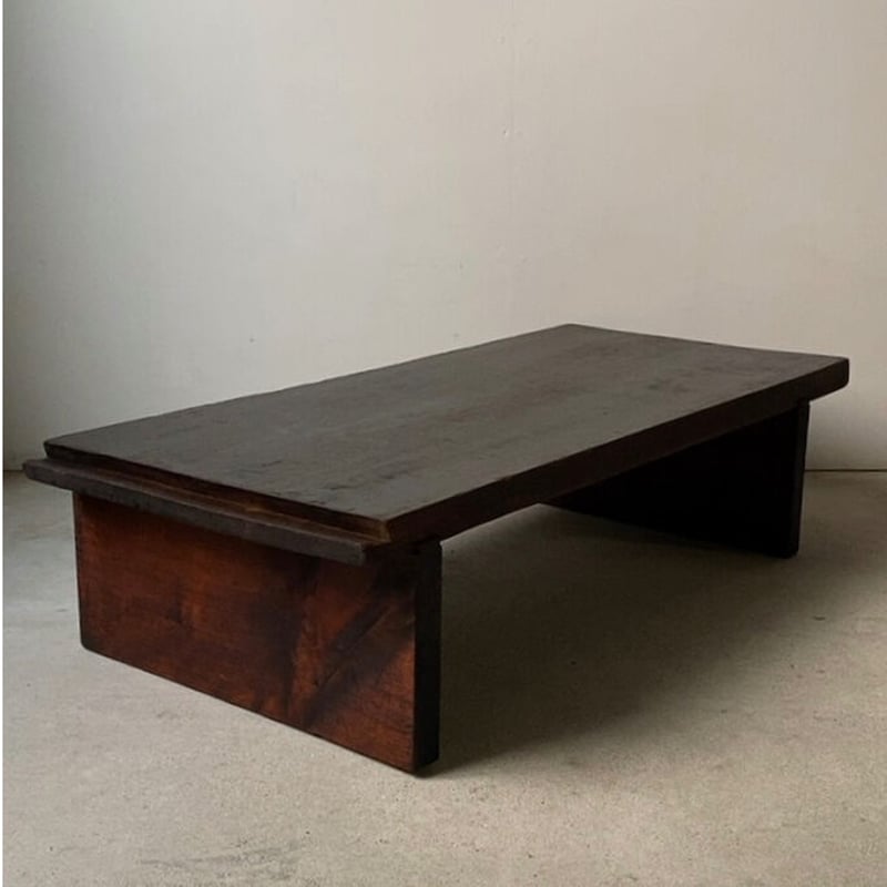 古い継ぎテーブル 黒光トロトロの文机 分厚くゴツい無垢材が迫力十分