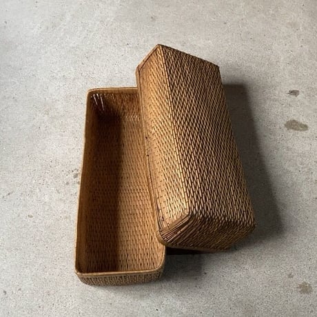 小さく細長い柳行李 32cm  昭和期 弁当行李 台帳行李 道具箱 小物入れ 小さい柳行李