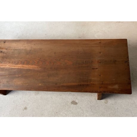 A. 杉一枚板天板 無垢材 木製飾り台 古い調理台 古材木工品 旧家蔵出し品 蟻形包みほぞ継脚