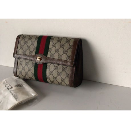 GUCCI オールドグッチ セカンドバッグ クラッチバッグ GG柄 コーティングキャンバス 保存袋付き 16.001.44 中古美品　ヴィンテージバッグ