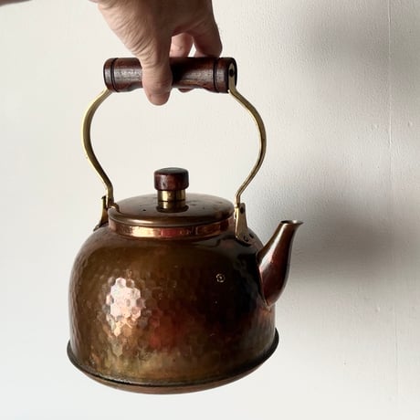 COPPER100 HOMEWARE 新光金属 コッパー100 ホームウェア 純銅ケトル 銅製やかん  木製ハンドル 木製摘み 槌目素地 USED