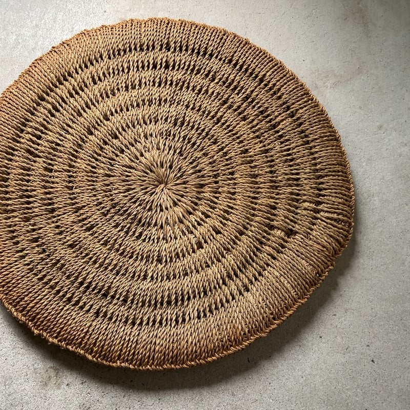 古い円座 い草 編み上げ ナチュラル色 円形座布団 夏座布団 茶道具