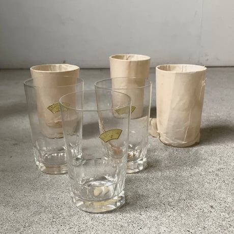 古いクリスタルガラスのグラス6客セット カガミクリスタル製品 昭和初期そごう販売品  デッドストック 箱無し  ガラスコップ グラス  完品
