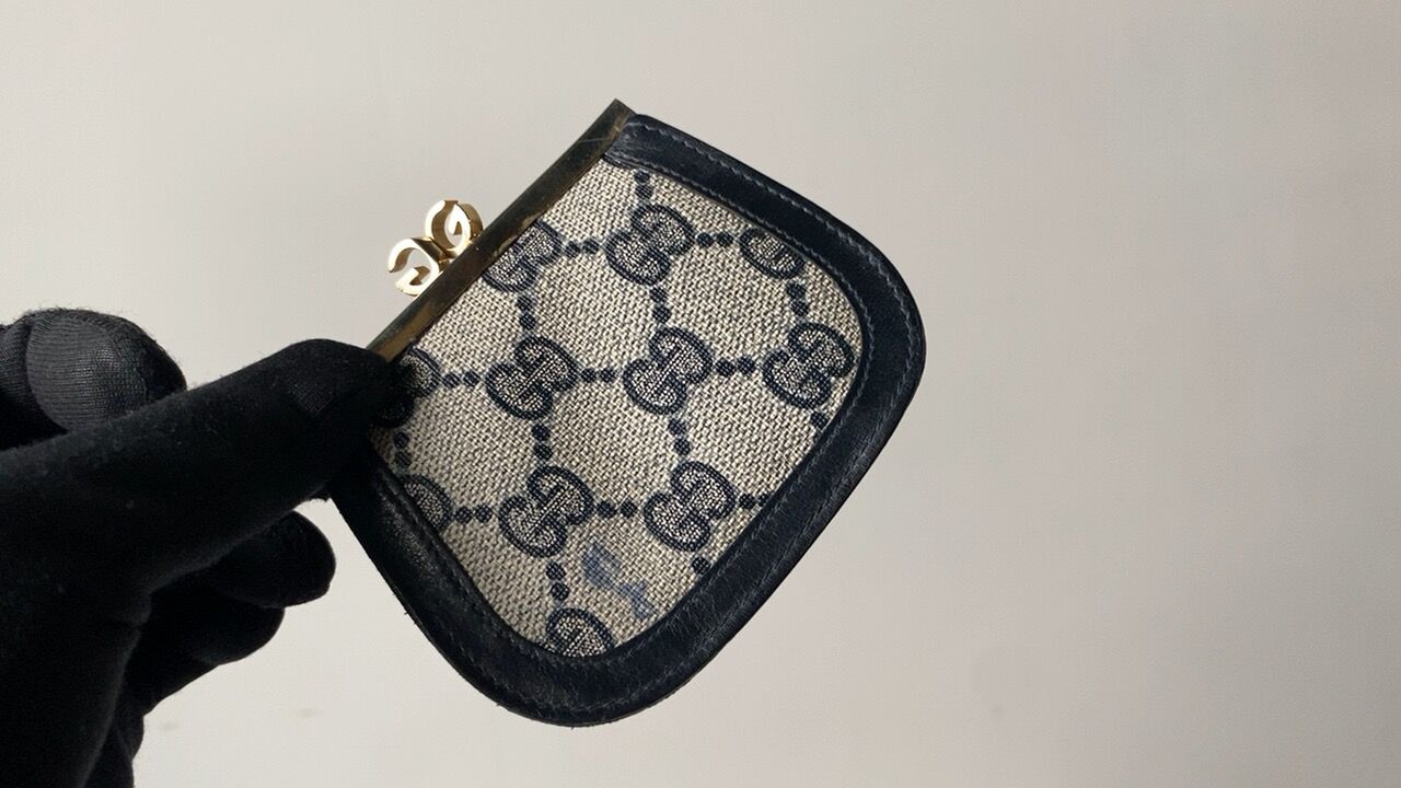 GUCCI グッチ オールドグッチ コーティングGGキャンバス/レザー ガマ口