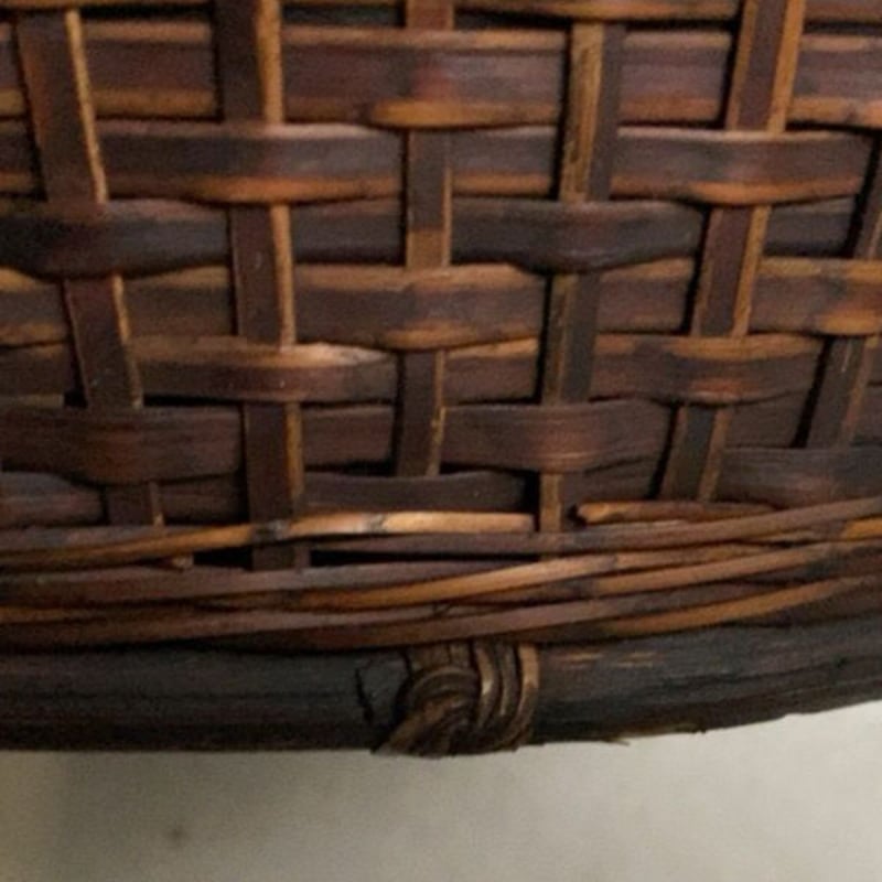 竹編みの古い火鉢 29cm 海鼠釉 古甕 メダカ鉢 睡蓮鉢 水栽培