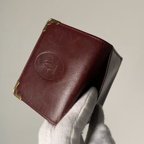 Cartier カルティエ マストライン フラップ型ミニコインケース マスト L3000464 ボルドー レザー 中古 小銭入れ アクセサリーケース