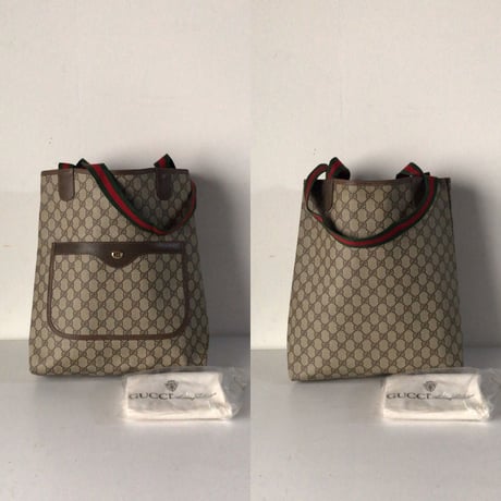 GUCCI オールドグッチ  トートバッグ　シェリーラインハンドル GG柄 コーティングキャンバス 保存袋付き 極美品　ヴィンテージバッグ