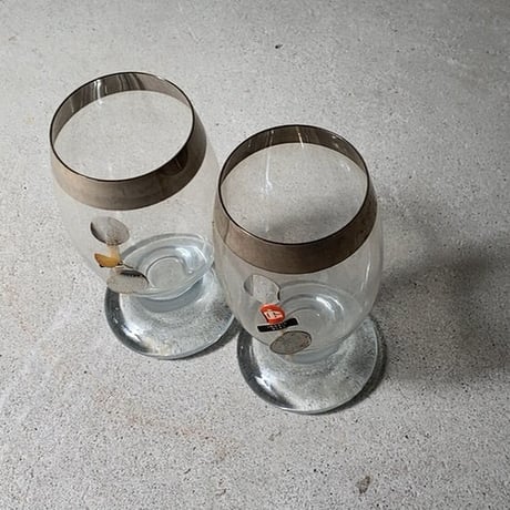 Ingrid glass イングリッドグラス　西ドイツ製 銀縁 ペア ビアグラス 箱入タグ付 デッドストック 汚れはございますが完品