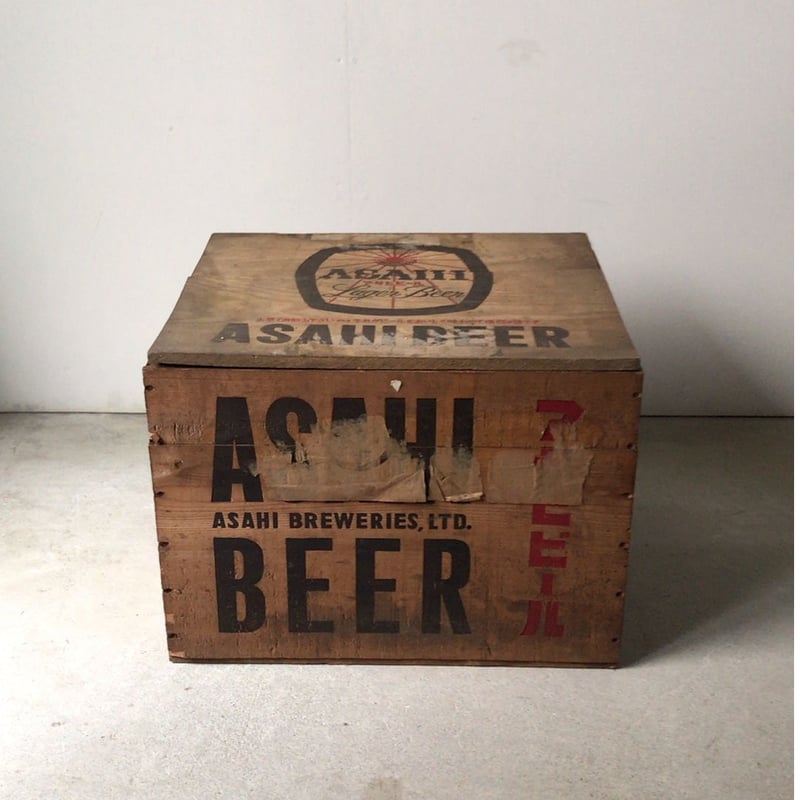 ASAHI BEER アサヒビール アンティーク木箱 S48和紙付 蓋付き