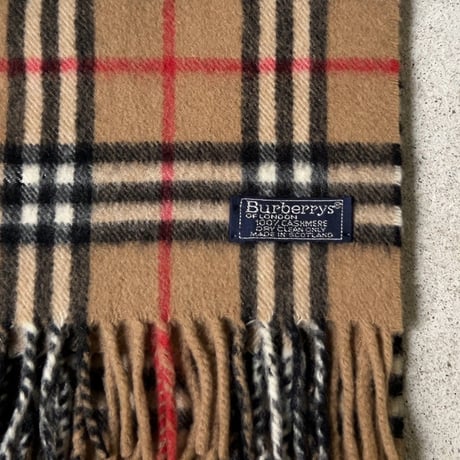 BURBERRYS バーバリーズ  cashmere100% カシミヤ マフラー ベージュノバチェック　70s～80s イギリスヴィンテージ made in Scotland 古着 中古品