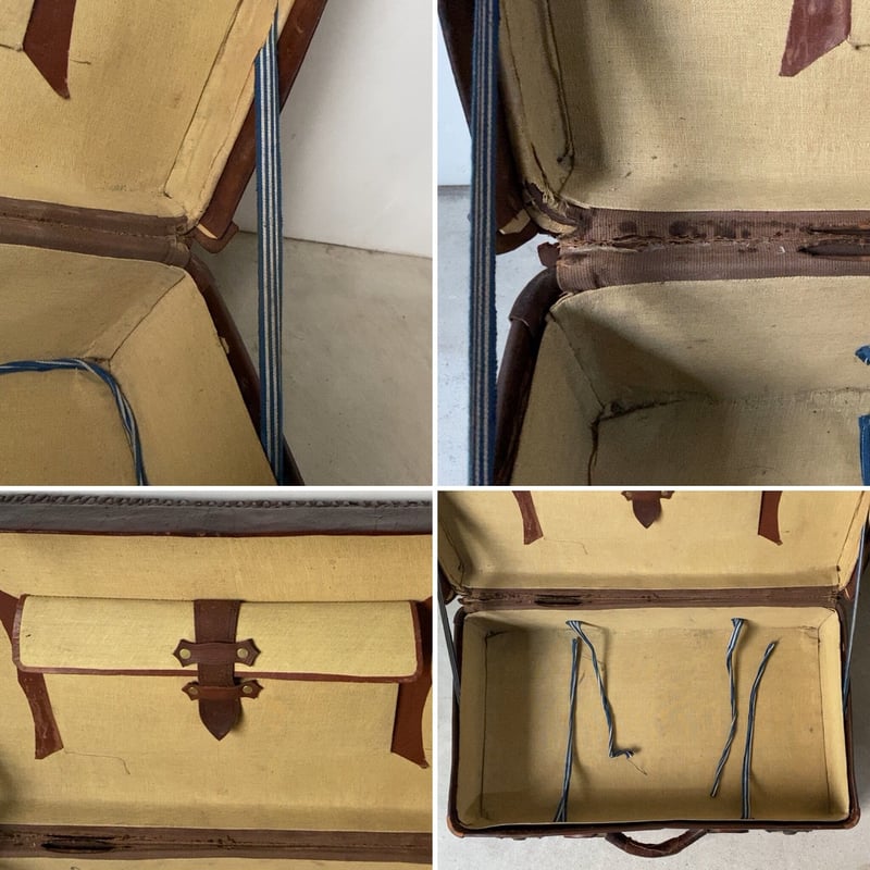 昔のトランクケース柳行李 革やなぎごうり アンティーク店舗什器