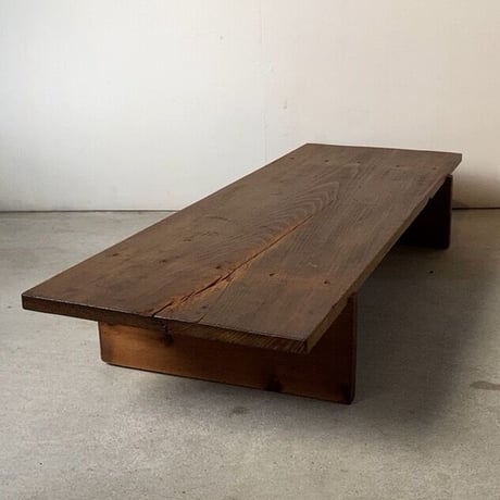 A. 杉一枚板天板 無垢材 木製飾り台 古い調理台 古材木工品 旧家蔵出し品 蟻形包みほぞ継脚