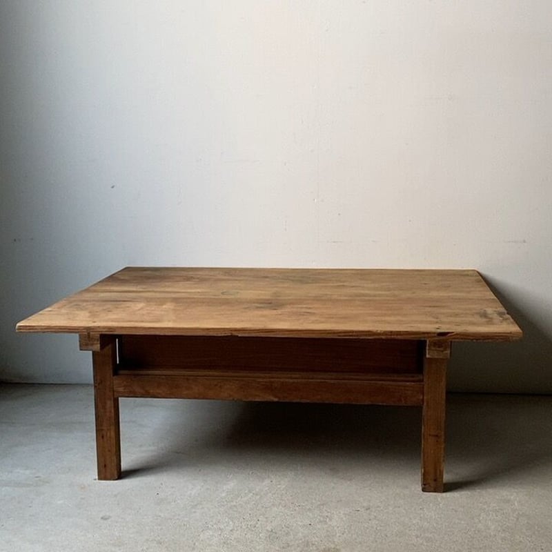 古い白木天板の文机 陶器摘みの1杯引出し 昭和初期 スベスベ木肌