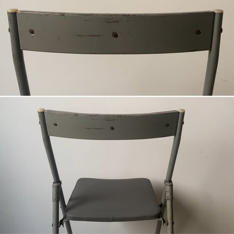 古い折り畳み椅子  1950-1960年代 ヴィンテージ フォールディングチェア ライトグレー 工業製品 インダストリアル 良品