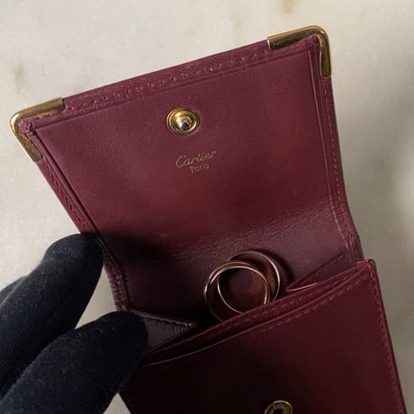 Cartier カルティエ マストライン フラップ型ミニコインケース マスト L3000464 ボルドー レザー 中古 小銭入れ アクセサリーケース
